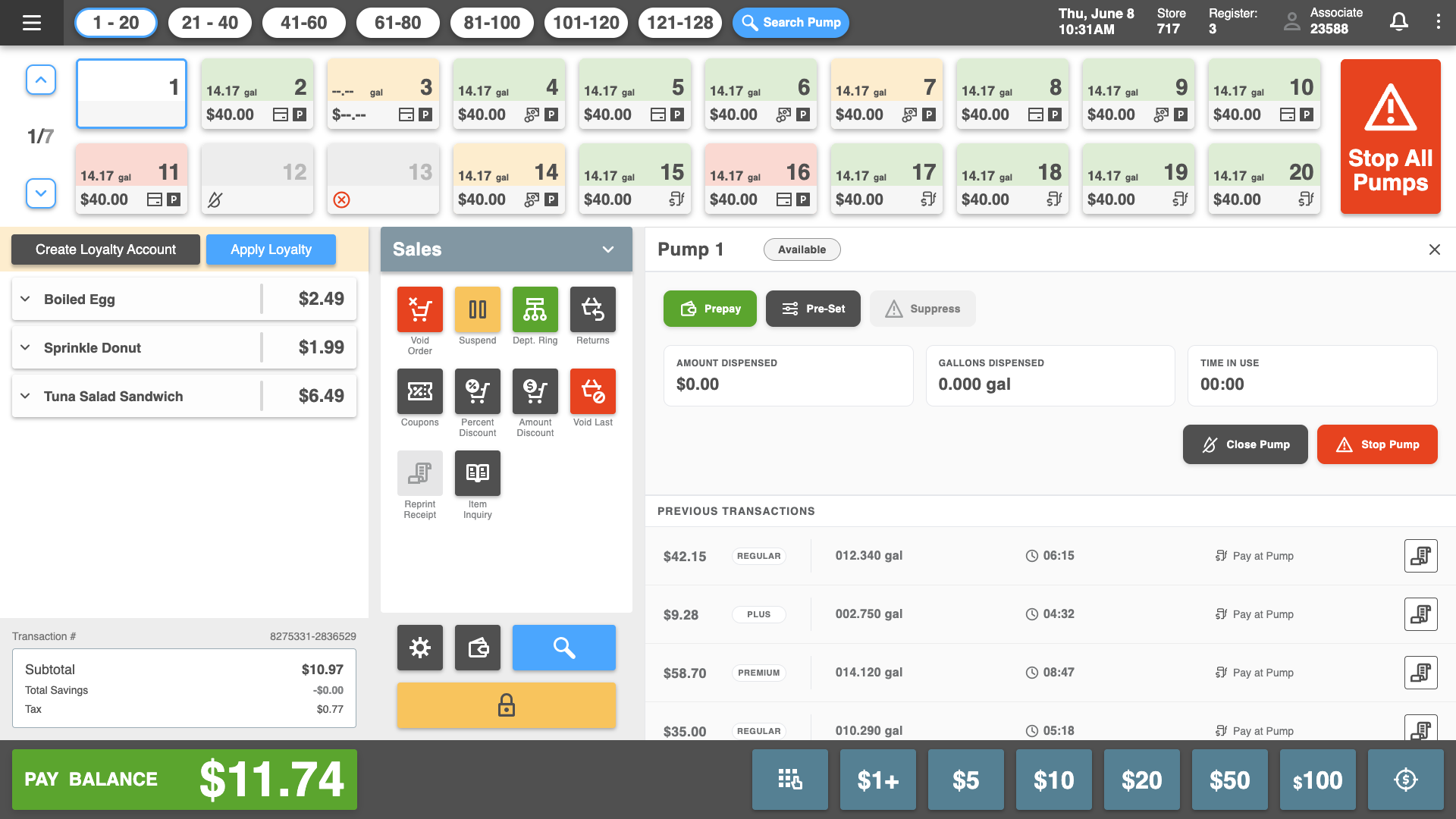 Pump details — available state