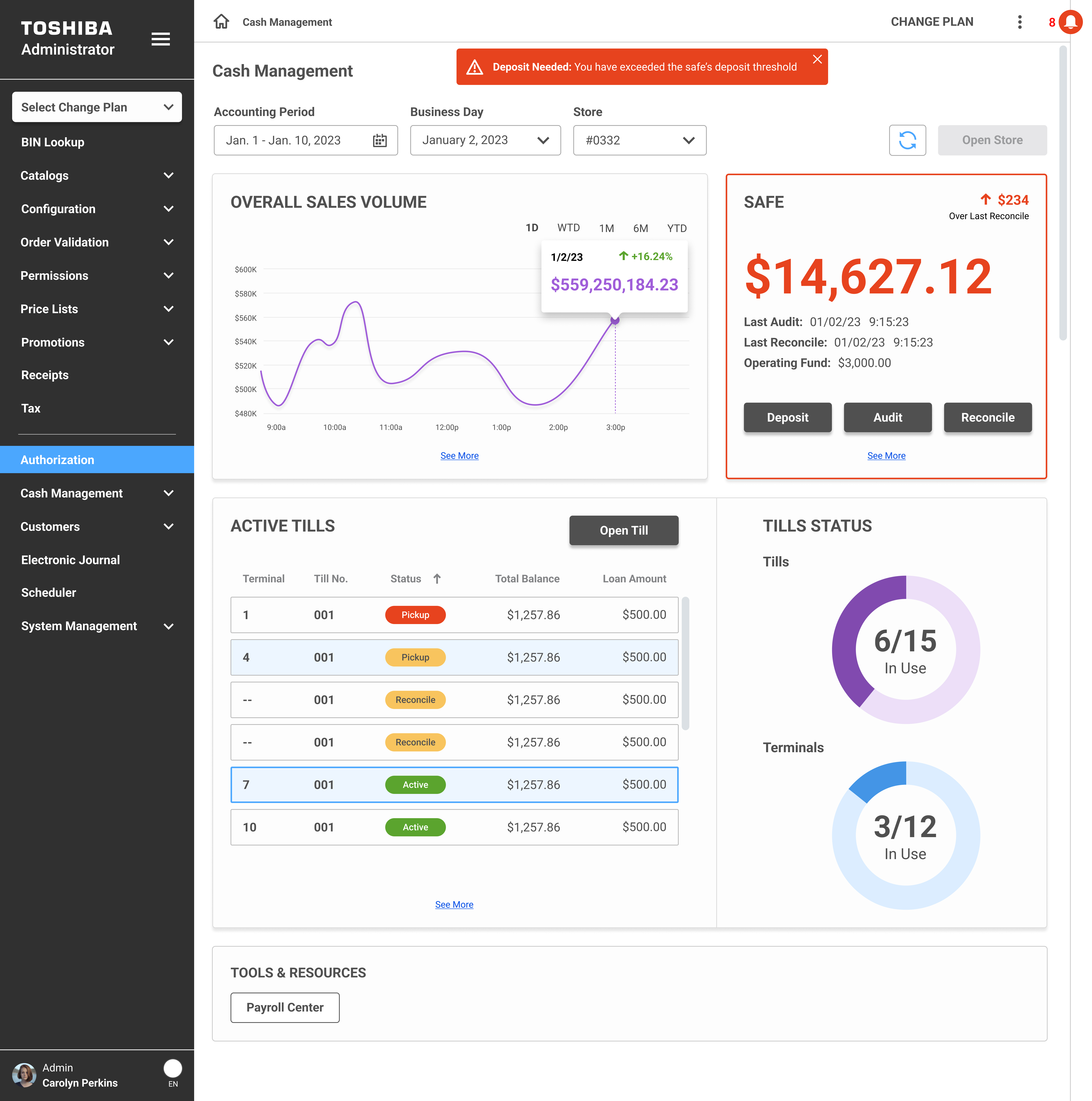Cash Management Dashboard